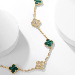 Gold and Green Clover Necklace